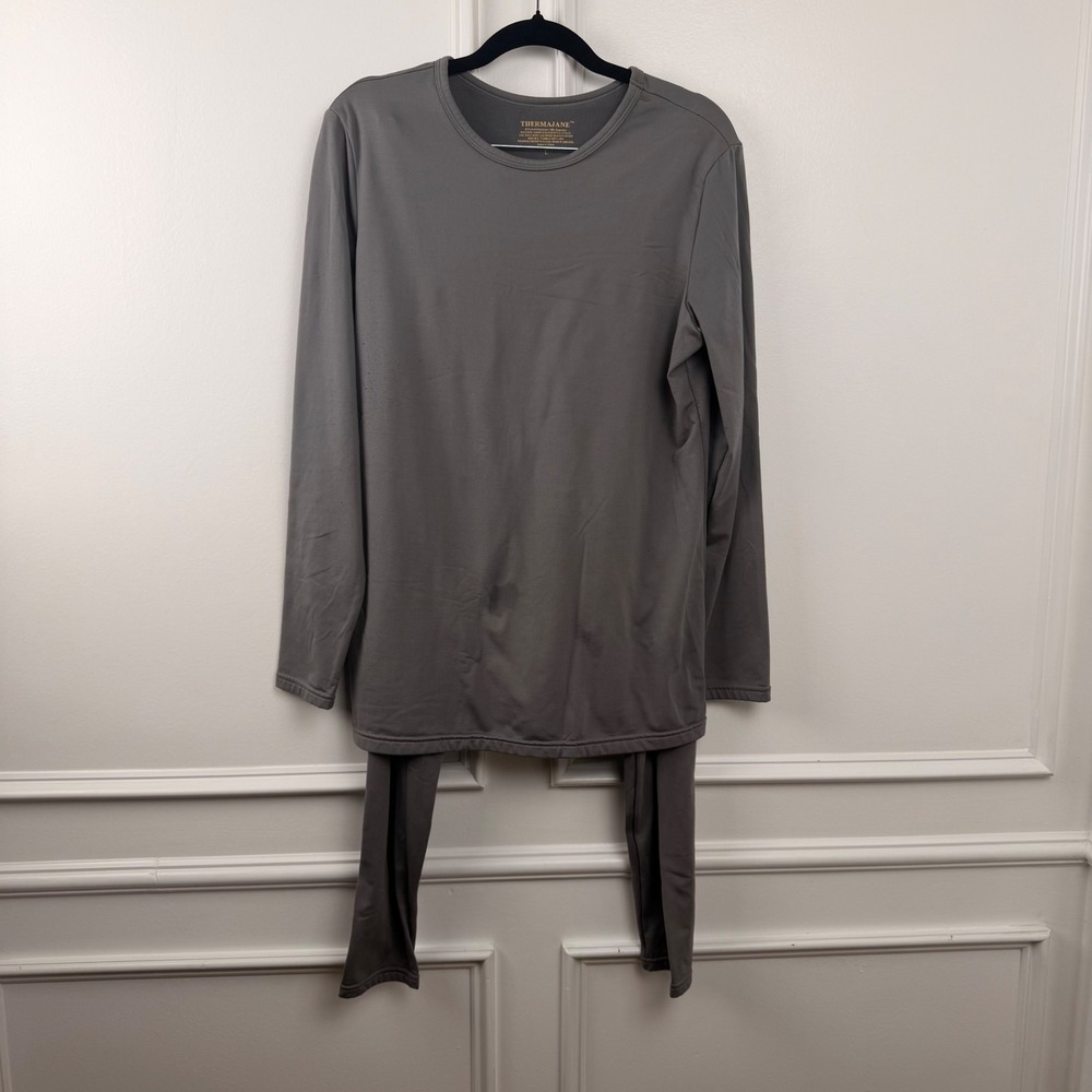 Thermajane Womens Thermal Underwear Set Fleece Lined Base Layer Gray Large L